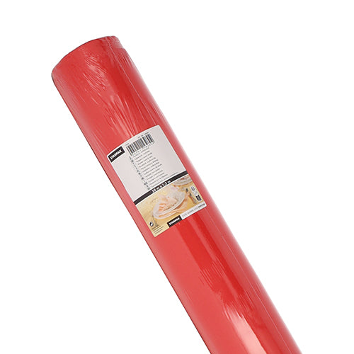 Avbildad är en stor rulle Starpak-bordsduk, tyg-liknande, Airlaid (20m x 1,2m) insvept i genomskinlig plast med etikett och streckkod, idealisk för användning inom gastronomi.