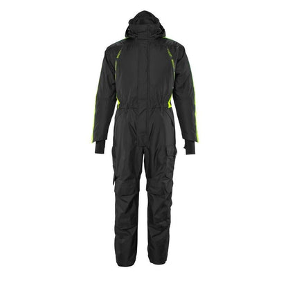 Overall med knäfickor, lätt vinterkombination, svart/hi-vis gul