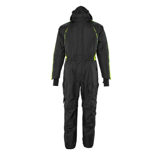 Overall med knäfickor, lätt vinterkombination, svart/hi-vis gul