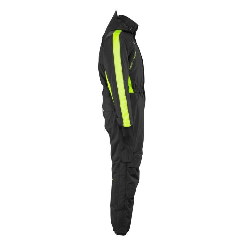 Overall med knäfickor, lätt vinterkombination, svart/hi-vis gul
