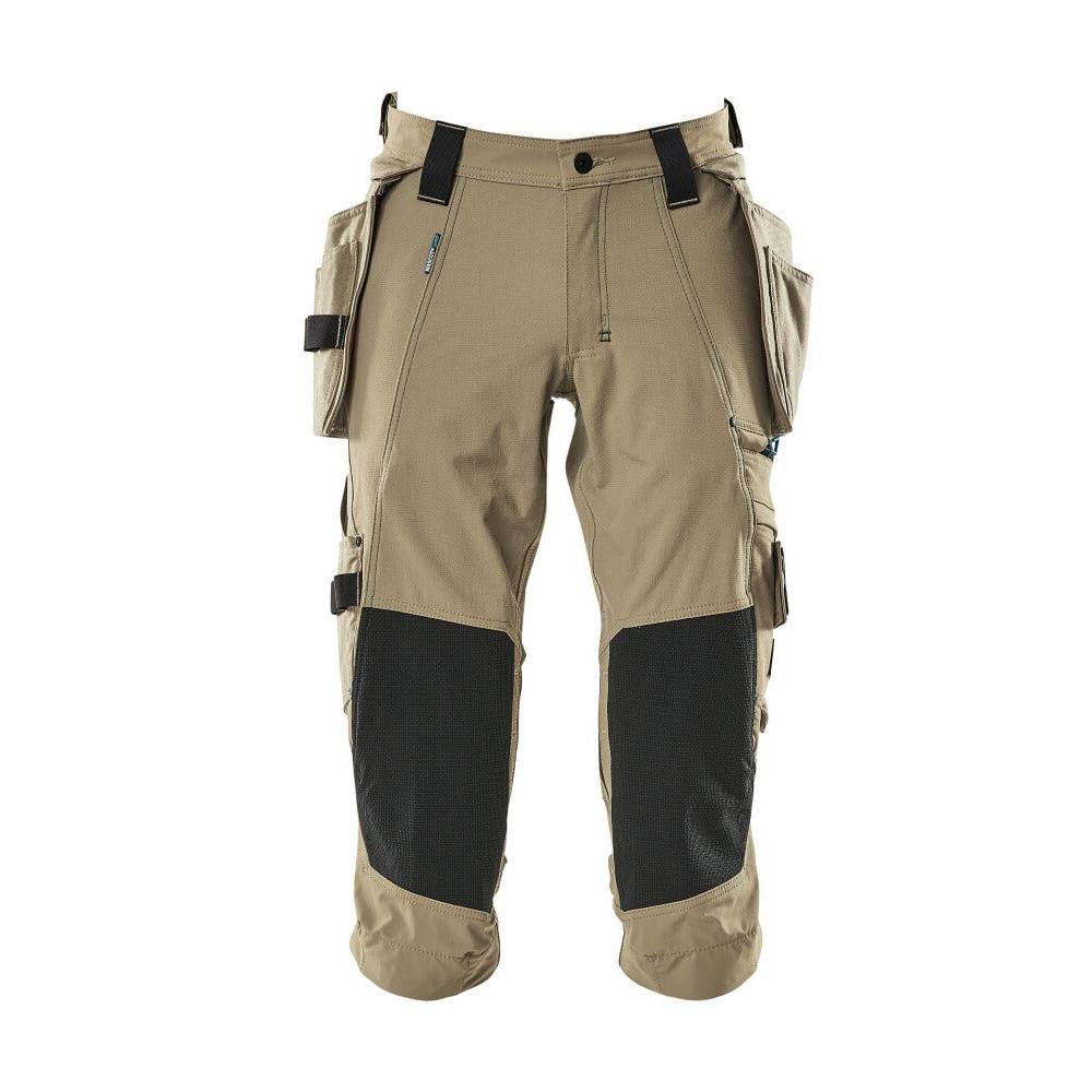 Trekvarts byxor, hängfickor, stretch trekvarts byxor, ljus khaki