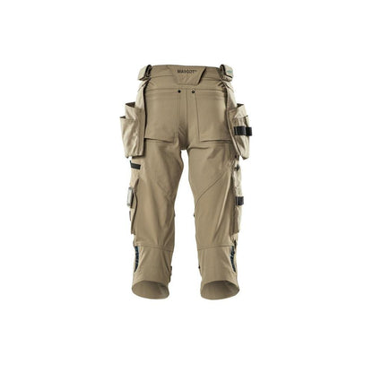 Trekvarts byxor, hängfickor, stretch trekvarts byxor, ljus khaki