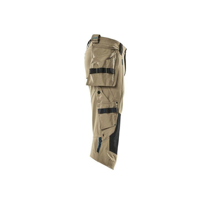 Trekvarts byxor, hängfickor, stretch trekvarts byxor, ljus khaki