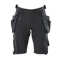 Shorts, avtagbara hängfickor, hantverksshorts i stretch, svart-blå