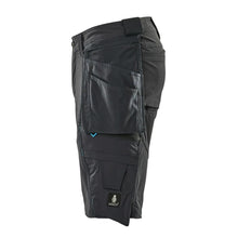 Shorts, avtagbara hängfickor, hantverksshorts i stretch, svart-blå