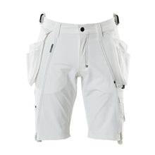 Shorts, avtagbara hängfickor, stretchiga hantverksshorts, vita