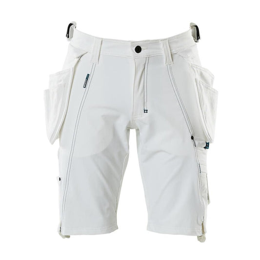 Shorts, avtagbara hängfickor, stretchiga hantverksshorts, vita