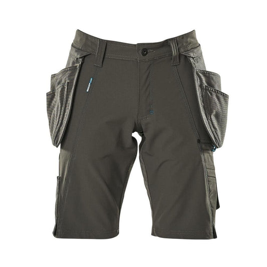 Shorts, avtagbara hängfickor, stretchiga hantverksshorts, mörk antracit