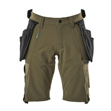 Shorts, avtagbara hängfickor, hantverksshorts i stretch, mossgrön