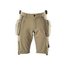 Shorts, avtagbara hängfickor, hantverksshorts i stretch, ljus khaki
