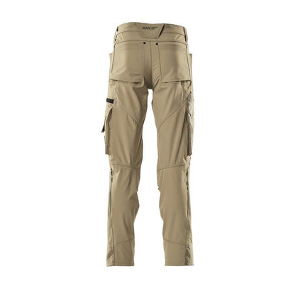Byxor med knäfickor, stretch, lätta byxor, ljus khaki