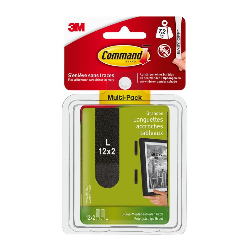 Command™ Picture Montage Strips L, stor, svart, 17206BLK-12 | Förpackning (1 st)