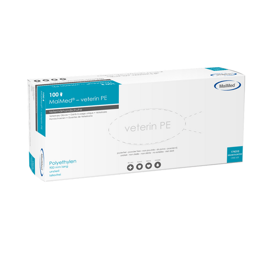 MaiMed-veterin PE veterinärhandskar 90cm, orange, 100 st/kartong | Box (100 stycken)