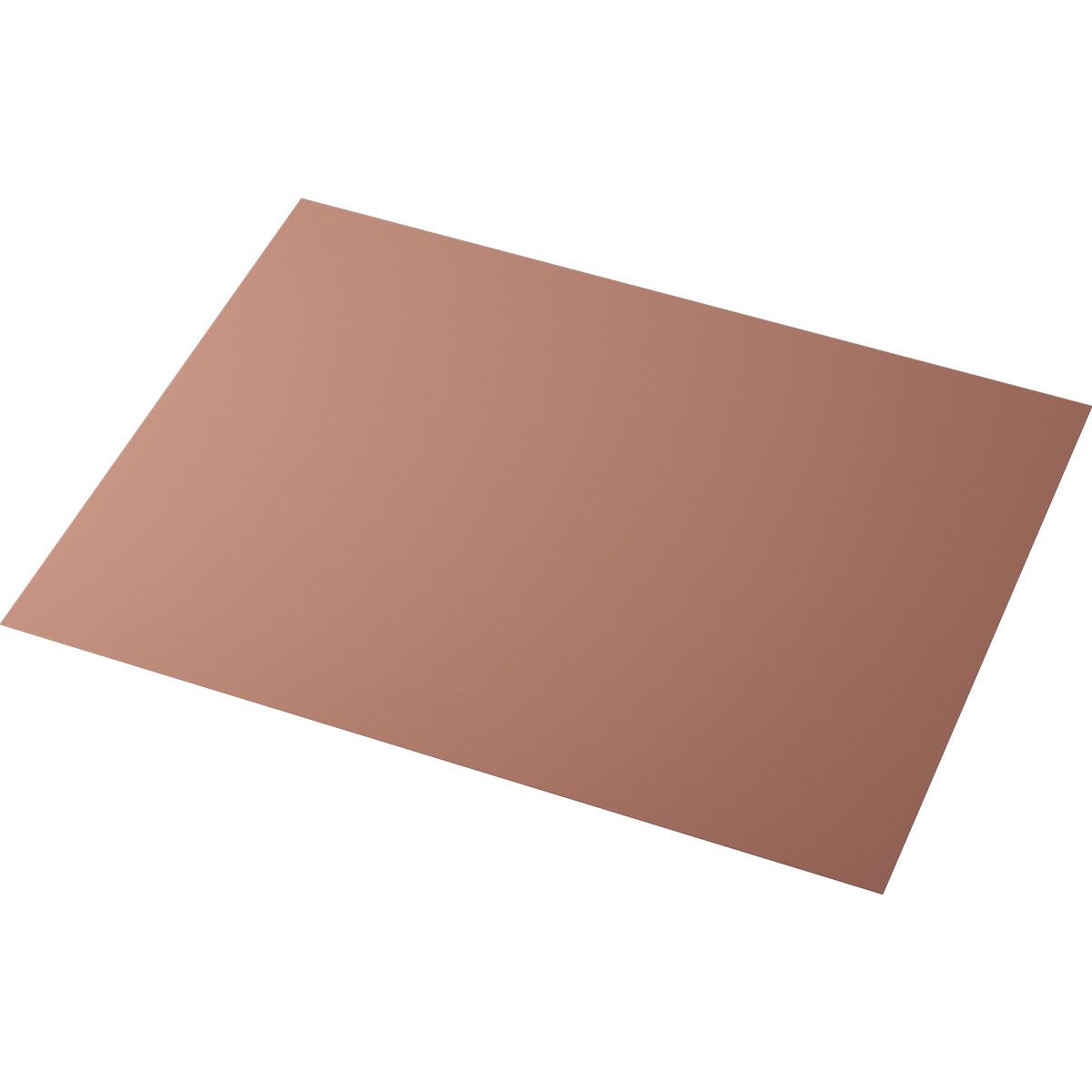 Avbildad är en platt, rektangulär kopparplatta på vit bakgrund, som i sin form liknar Duni GmbH pappersbordsunderlägg 35x45 cm i kastanjebrunt (förpackning 250 stycken). Den släta ytan verkar reflekterande.