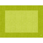 En kvadrat med ett strukturerat korsskraffurmönster i gulgrönt - liknande Duni GmbH Dunicel-bordstabletter 30 x 40 cm Linnea kiwi (100 stycken) - är centrerat på en mörkare grön bakgrund, med en liten vit symbol längst ner till höger.