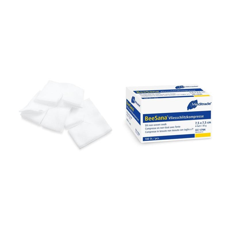 BeeSana® fleece slitskompress, icke-steril, 4-faldig