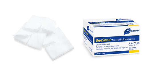 BeeSana® fleece slitskompress, icke-steril, 4-faldig