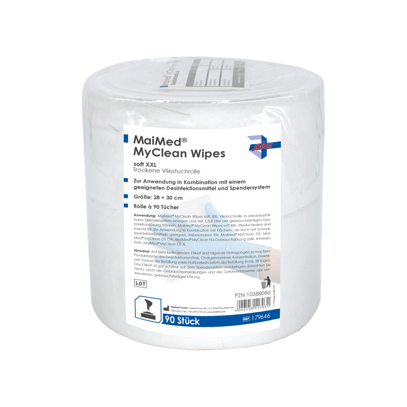 MaiMed MyClean Wipes soft XXL desi wipes, refill 90 ark, omättade, 28x30cm | Förpackning (90 ark)