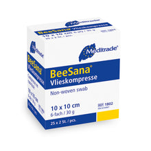 BeeSana® fleecekompress, steril, 6-faldig, 30 g, 10 x 10 cm, 2 st | Förpackning (50 stycken)