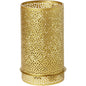 Der Auslaufartikel: Kerzenhalter Bliss 200 x 120 mm von Duni GmbH ist ein goldener Metall-Kerzenhalter mit dekorativem Lochmuster und stabilem Rundfuß - ein elegantes Wohnaccessoire für jedes Ambiente.