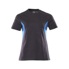 T-shirt, dam-t-shirt, svart blå/azurblå