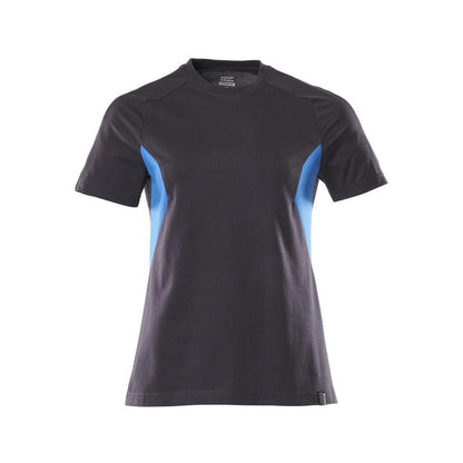 T-shirt, dam-t-shirt, svart blå/azurblå