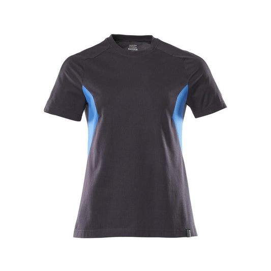 T-shirt, dam-t-shirt, svart blå/azurblå