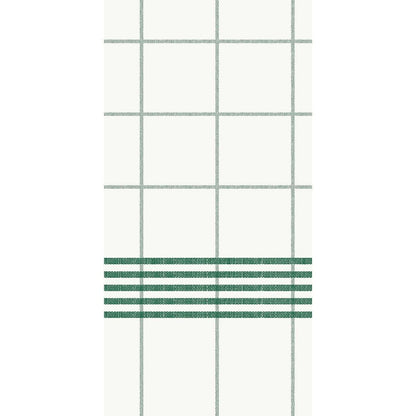 En vit bakgrund med ett rutnät av tunna gröna linjer. Längst ner korsar fyra tjockare gröna linjer flera rutor och speglar den högkvalitativa elegansen hos Dunisoft-servetten 48 x 48 cm 1/8 bokvikningshandduk från Duni GmbH.