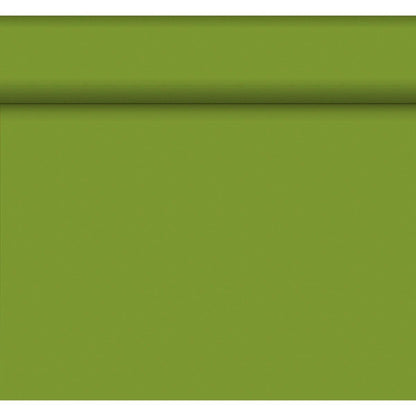 En platt grön yta med en horisontell höjning i den övre delen, som påminner om Dunicel-bordslöparen Tête-à-Tête 24 m x 0,4 m (20 sektioner) från Duni GmbH, skapar en subtil skugga och delar bilden i två delar.