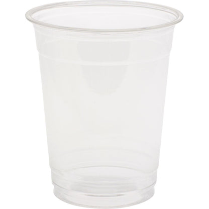 En klar, glasklar mugg från Duni GmbH i elegant glasoptik står upprätt framför en enkel vit bakgrund, vars synliga kant och botten avslöjar högkvalitativa material.