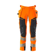 Byxor med hängfickor, ULTIMATE STRETCH-byxor, hi-vis orange/svart-blå
