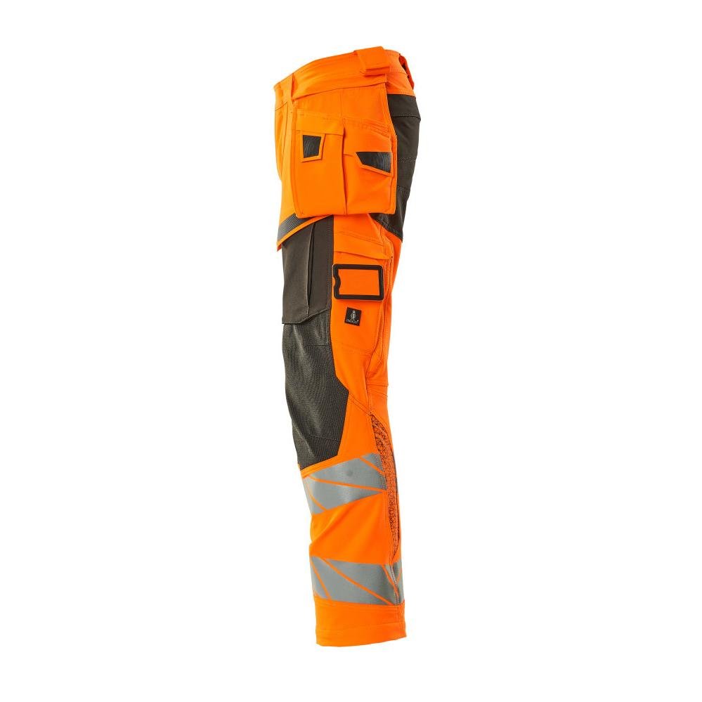 Byxor med hängfickor, ULTIMATE STRETCH-byxor, hi-vis orange/mörk antracit