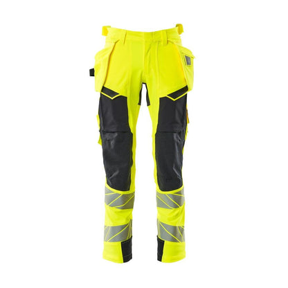 Byxor med hängfickor, ULTIMATE STRETCH-byxor, hi-vis gul/svart-blå