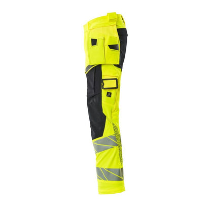 Byxor med hängfickor, ULTIMATE STRETCH-byxor, hi-vis gul/svart-blå