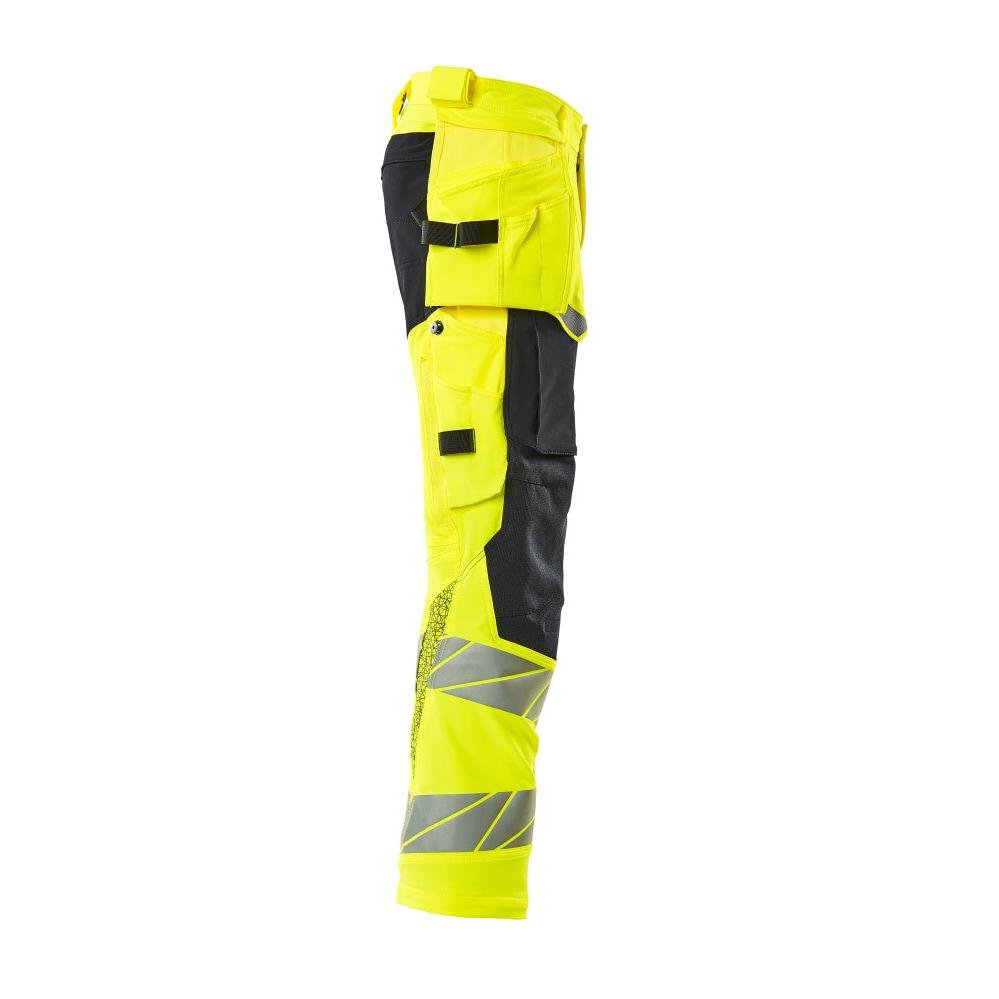 Byxor med hängfickor, ULTIMATE STRETCH-byxor, hi-vis gul/svart-blå