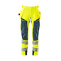 Byxor med hängfickor, ULTIMATE STRETCH-byxor, hi-vis gul/mörk petroleum
