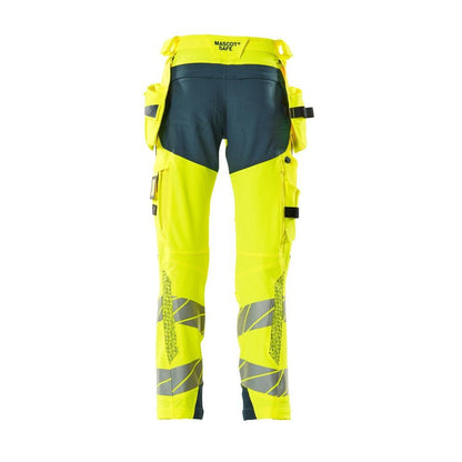 Byxor med hängfickor, ULTIMATE STRETCH-byxor, hi-vis gul/mörk petroleum