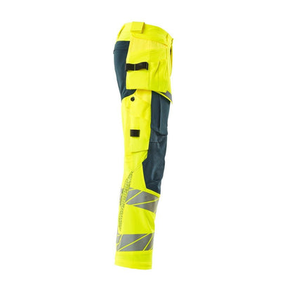 Byxor med hängfickor, ULTIMATE STRETCH-byxor, hi-vis gul/mörk petroleum