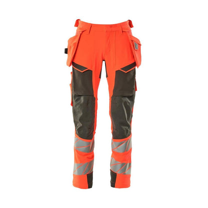 Byxor med hängfickor, ULTIMATE STRETCH-byxor, hi-vis röd/mörk antracit