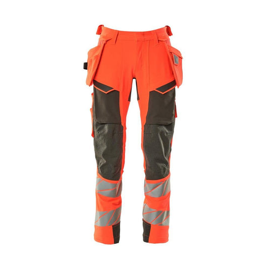 Byxor med hängfickor, ULTIMATE STRETCH-byxor, hi-vis röd/mörk antracit