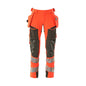 Byxor med hängfickor, ULTIMATE STRETCH-byxor, hi-vis röd/mörk antracit
