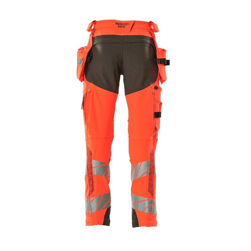 Byxor med hängfickor, ULTIMATE STRETCH-byxor, hi-vis röd/mörk antracit