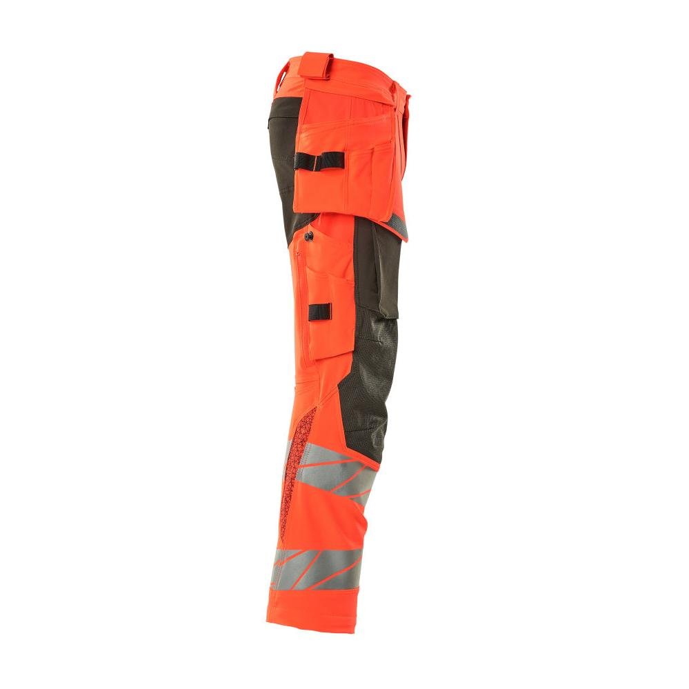 Byxor med hängfickor, ULTIMATE STRETCH-byxor, hi-vis röd/mörk antracit