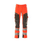 Byxor med knäfickor, ULTIMATE STRETCH-byxor, hi-vis röd/mörk antracit
