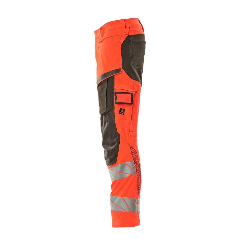 Byxor med knäfickor, ULTIMATE STRETCH-byxor, hi-vis röd/mörk antracit