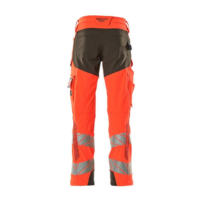 Byxor med knäfickor, ULTIMATE STRETCH-byxor, hi-vis röd/mörk antracit