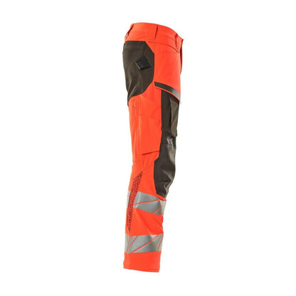 Byxor med knäfickor, ULTIMATE STRETCH-byxor, hi-vis röd/mörk antracit