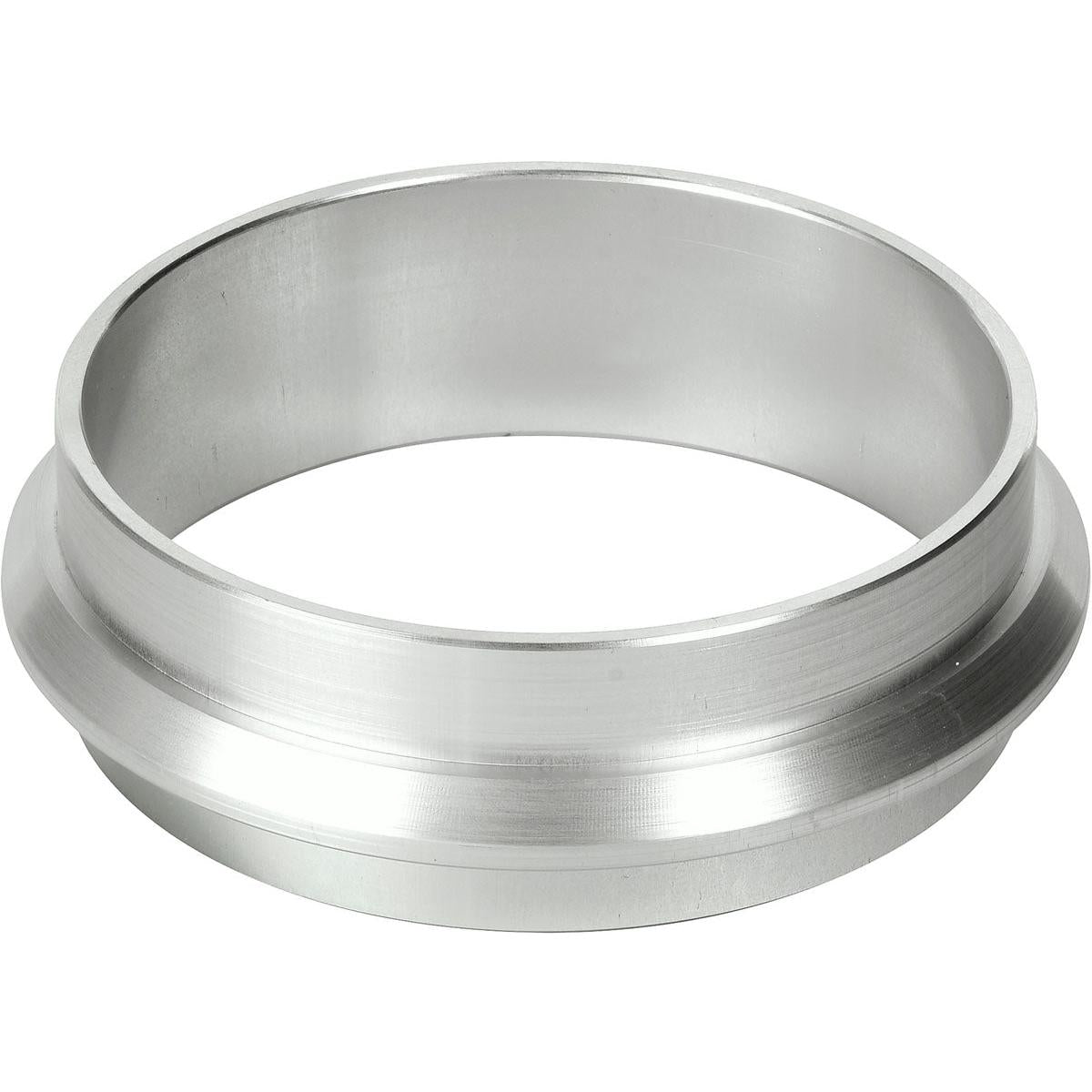 En silverfärgad metallring, lätt konisk med en slät, polerad yta, liknande Duni GmbH-kassetten DF5 ø 90 mm Silver (1 styck).