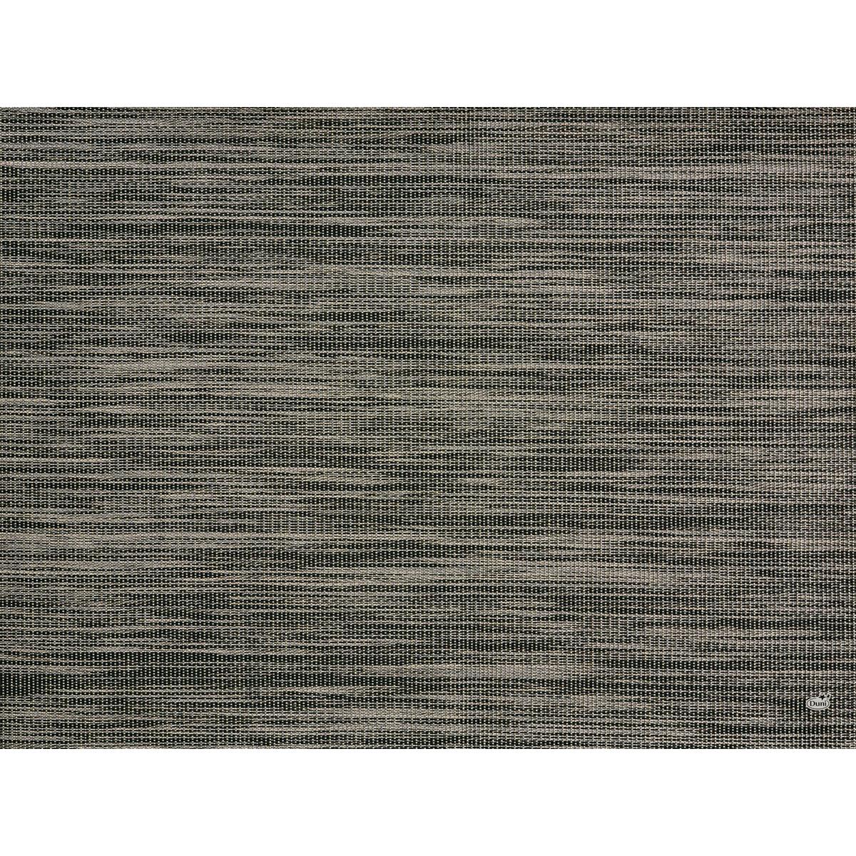En närbild av Duni GmbH pappersunderlägg 30 x 40 cm i Charcoal Grey visar ett vävt, strukturerat mönster med horisontella beige ränder som skapar en subtil 3D-effekt. Förpackningen innehåller 250 stycken.