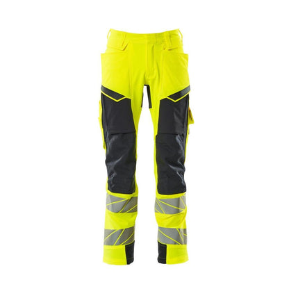 Byxor med knäfickor, ULTIMATE STRETCH-byxor, hi-vis gul/svart-blå